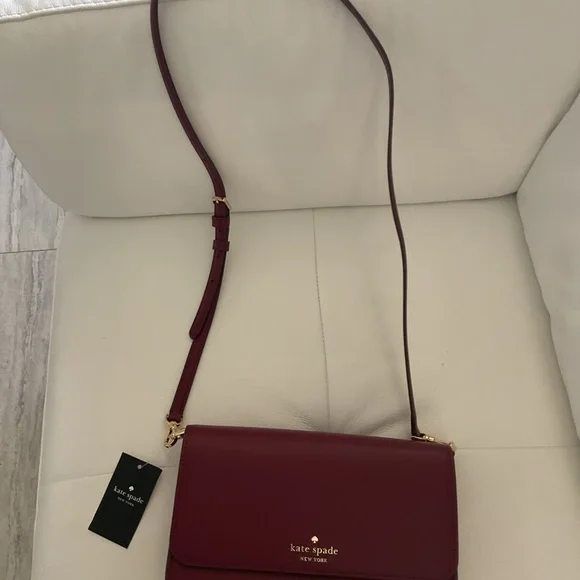 kate spade Burgundy Crossbody Bag with Gold Hardware - Picture 2 of 5